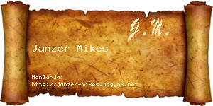 Janzer Mikes névjegykártya